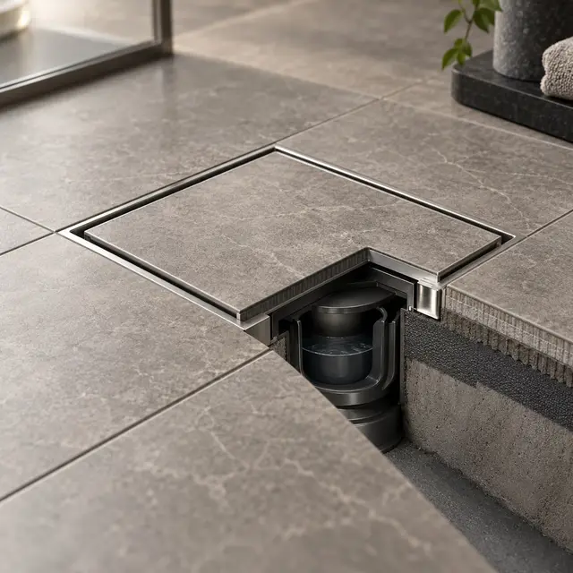 Concealed odour-control drain — concept visual