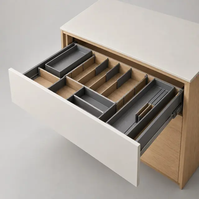 Adjustable drawer organiser — concept visual