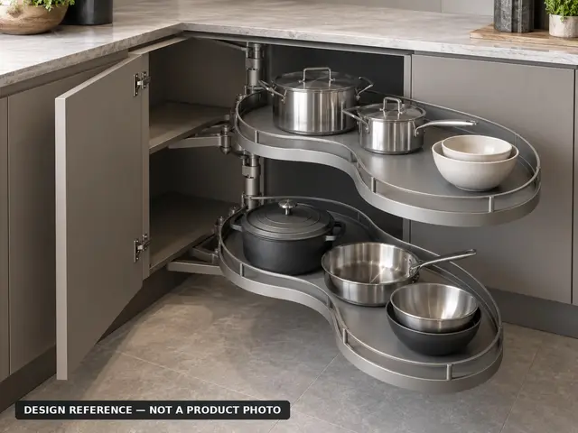 Blind-corner swing tray — concept visual