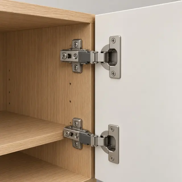 Three-way soft-close hinge — concept visual