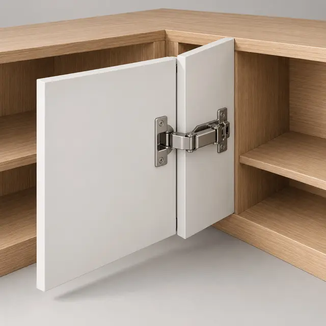 Wide-angle corner hinge — concept visual