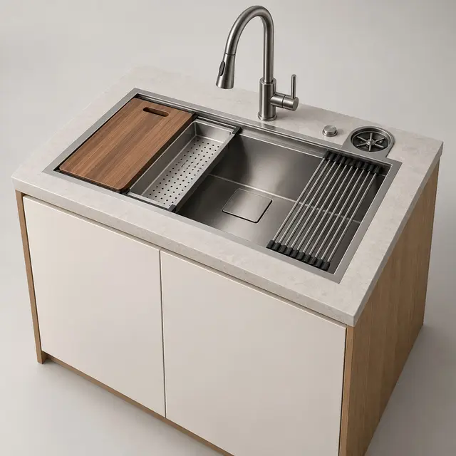 Integrated workstation sink — concept visual
