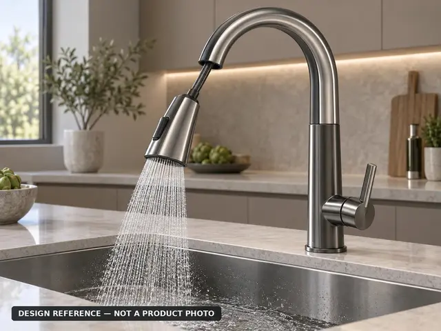 Rain-curtain pull-out faucet — concept visual
