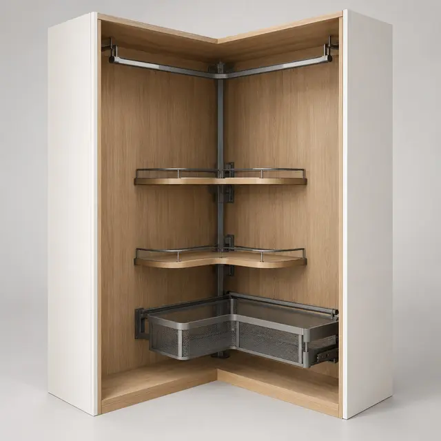 Corner wardrobe organiser — concept visual