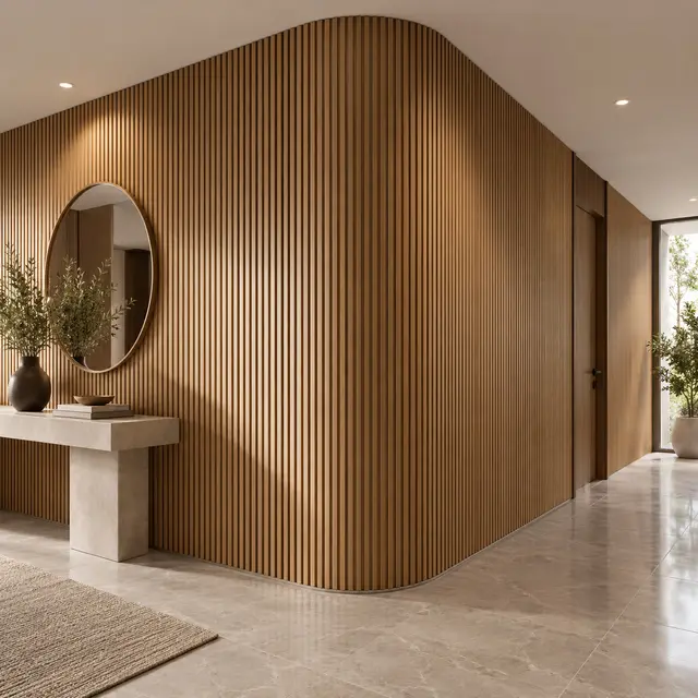 Curved-Corner Fluted WPC Panel (Bespoke) — concept visual