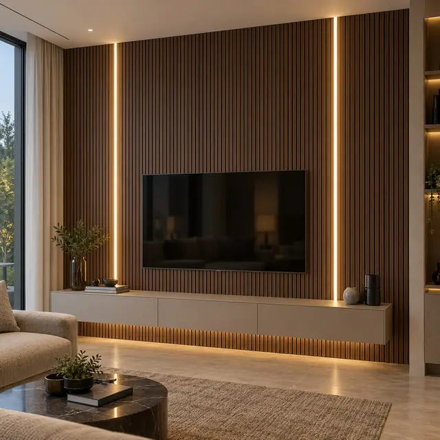 LED-Integrated Fluted Wall Panel (Bespoke) — concept visual