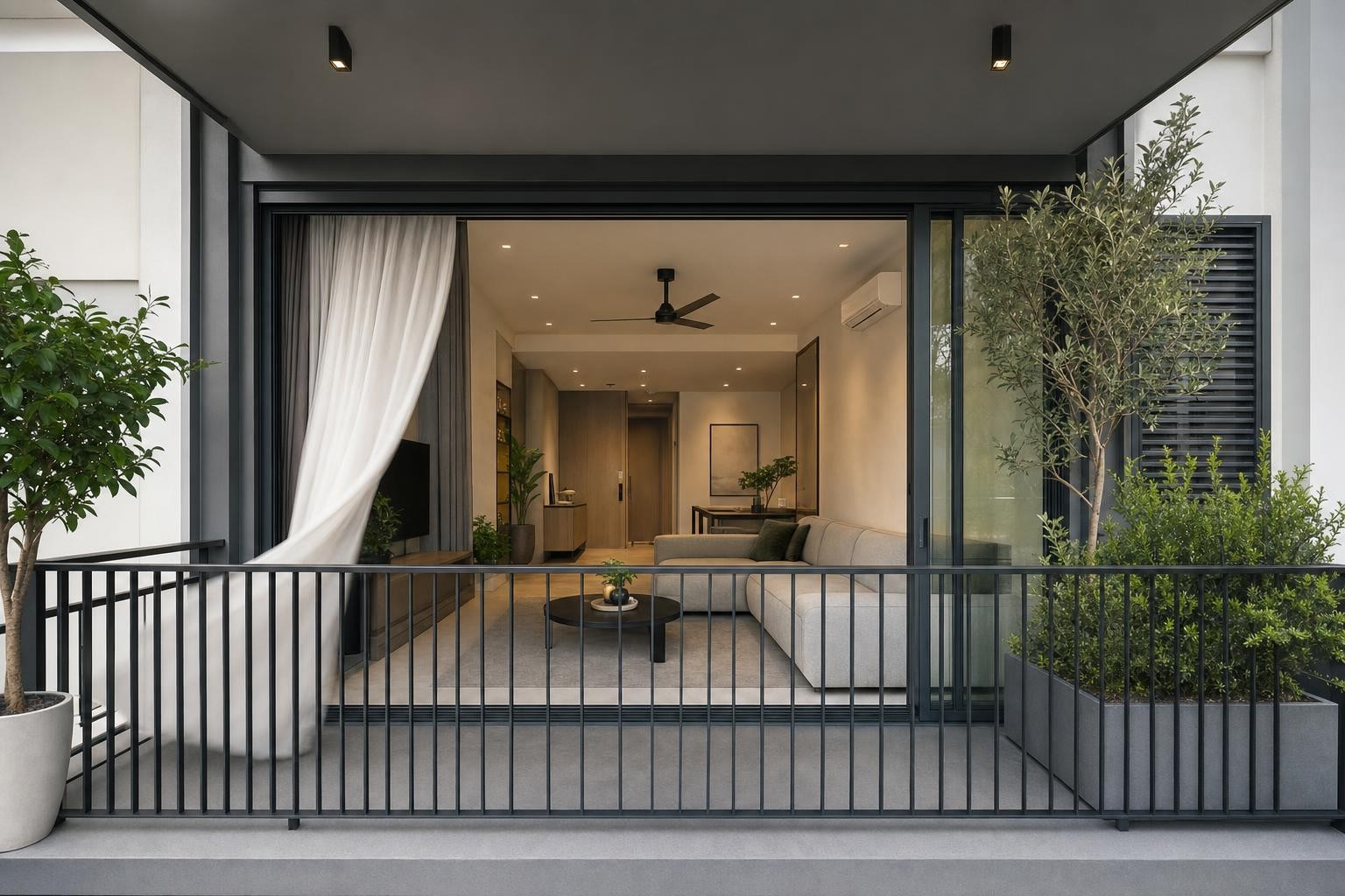Balcony: screen, planter & storage