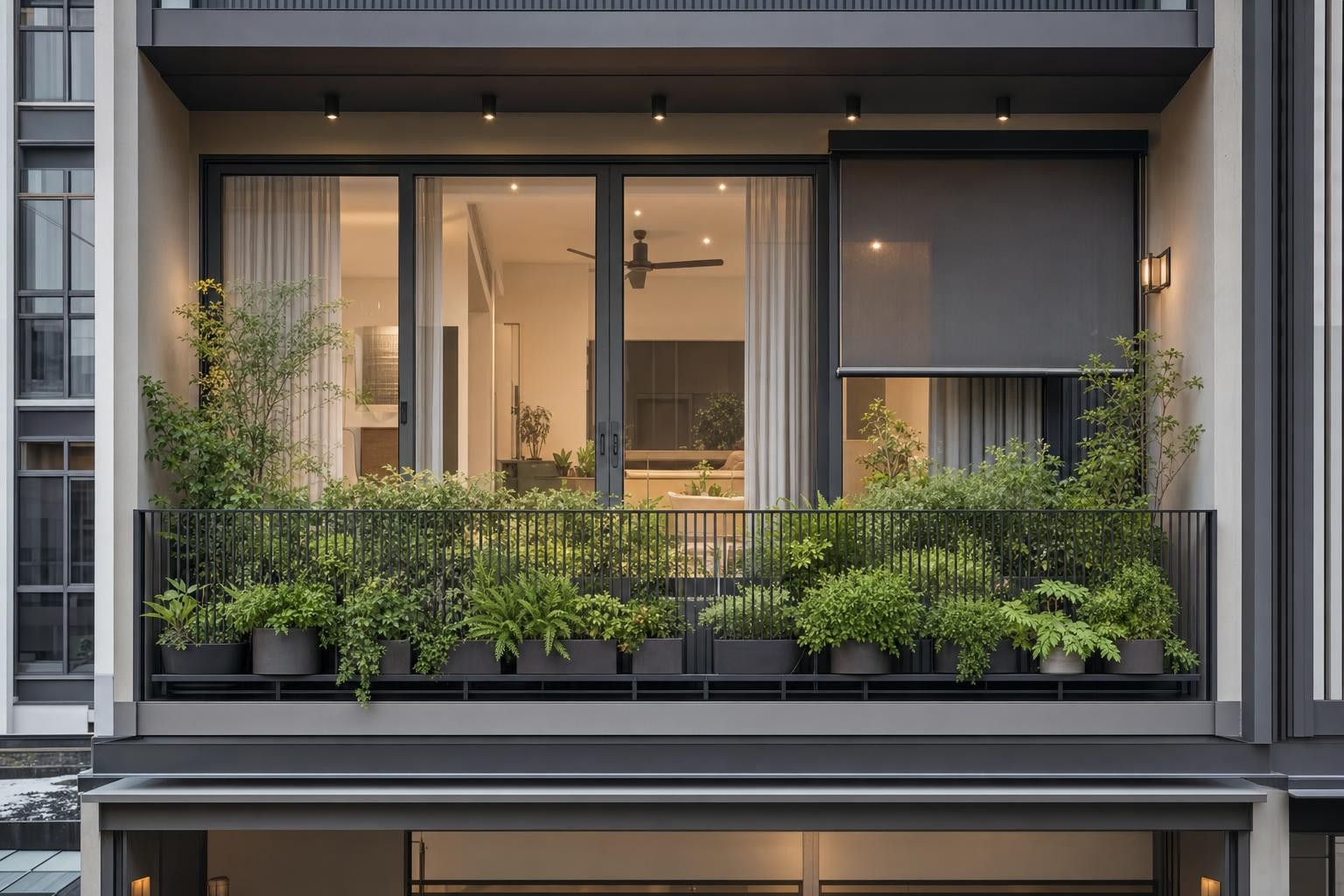 Balcony: screen, planter & storage