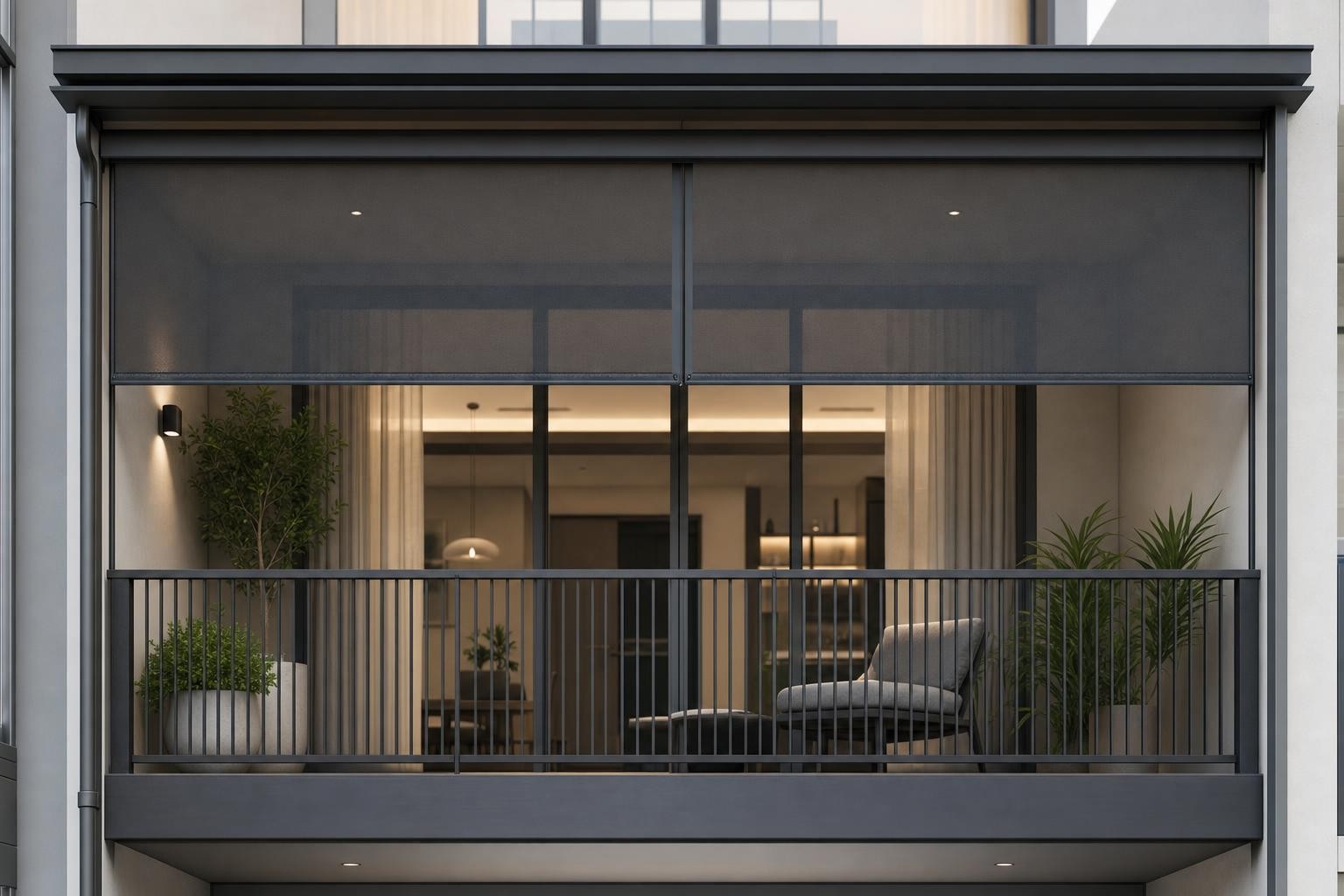 Balcony: screen, planter & storage
