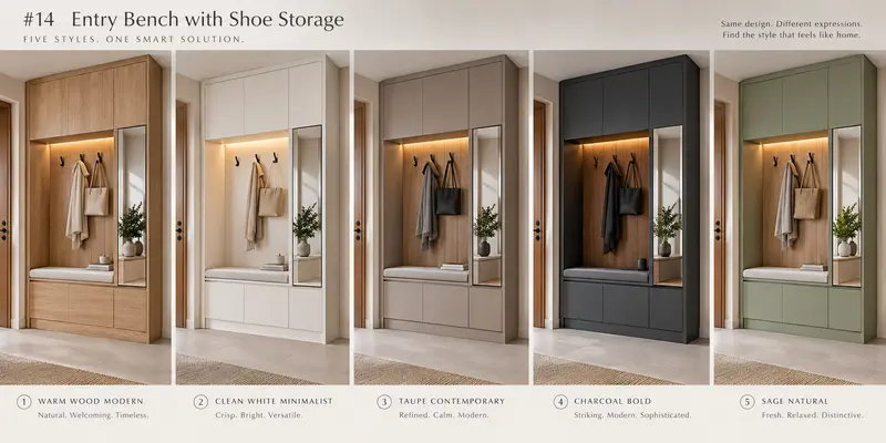 Entry bench with shoe storage