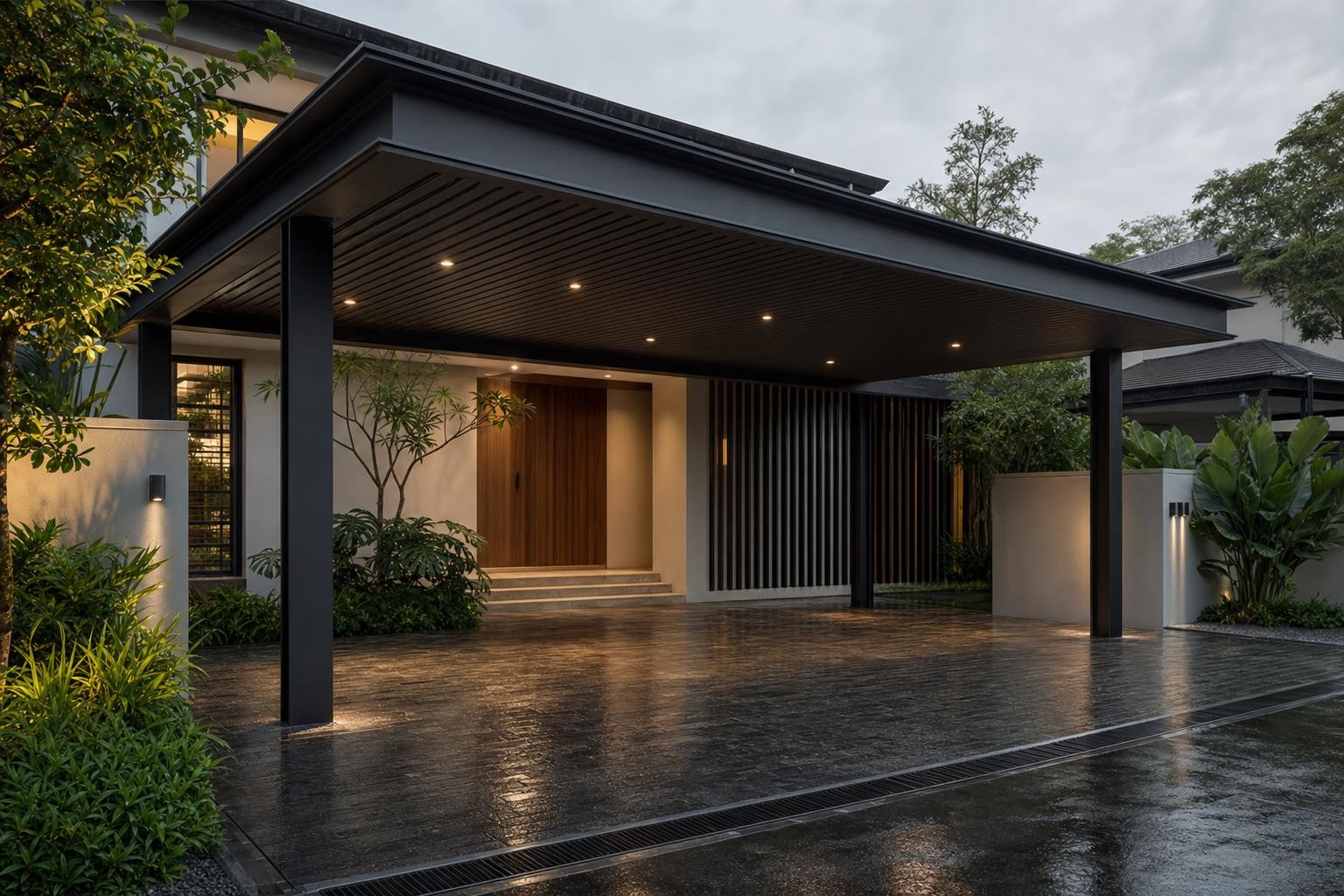 Canopy & entrance shelter · entry porte-cochere canopy over driveway