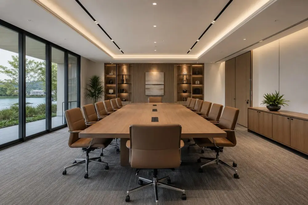 Office design concept — Warm Wood Modern style