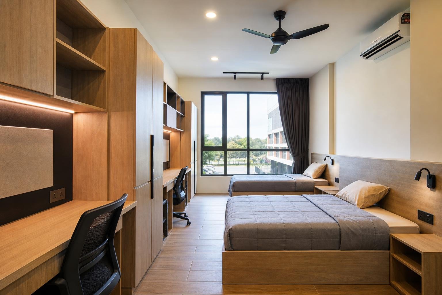 twin student hostel room — concept study