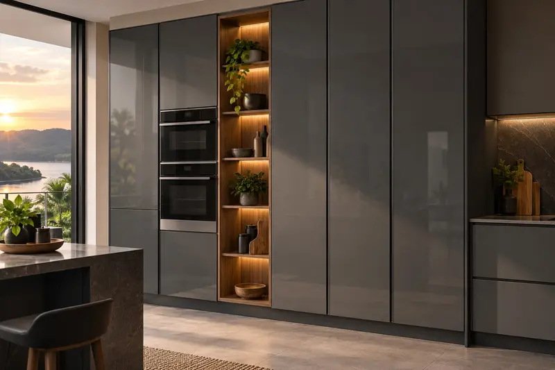 residential kitchen — AquaGlass tall run · daylight