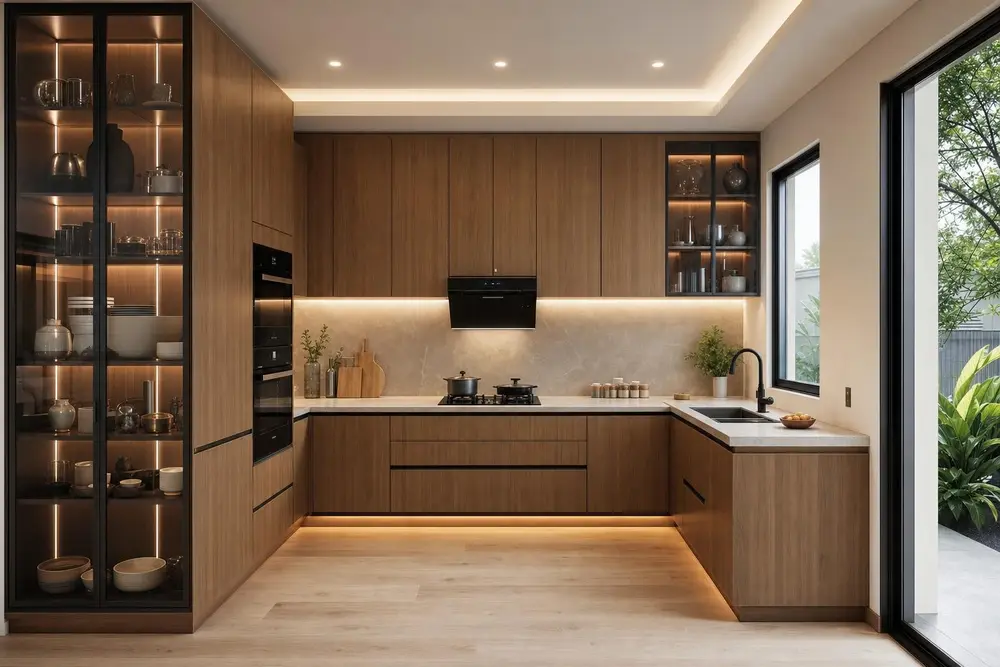 Kitchen design concept — Warm Wood Modern style