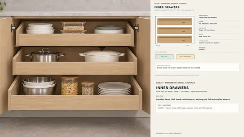 Kitchen internal storage configuration — Inner drawers
