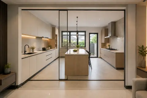 Wet and dry kitchen separation — Wet-dry enclosed
