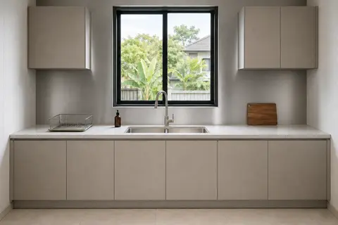 Wet kitchen backsplash — Stainless steel