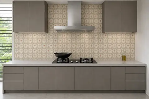 Pantry backsplash tile format — Small-pattern feature tile
