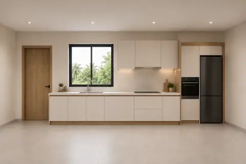Tall-unit & fridge placement — Recessed