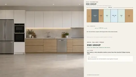 Tall-unit and fridge placement — End group