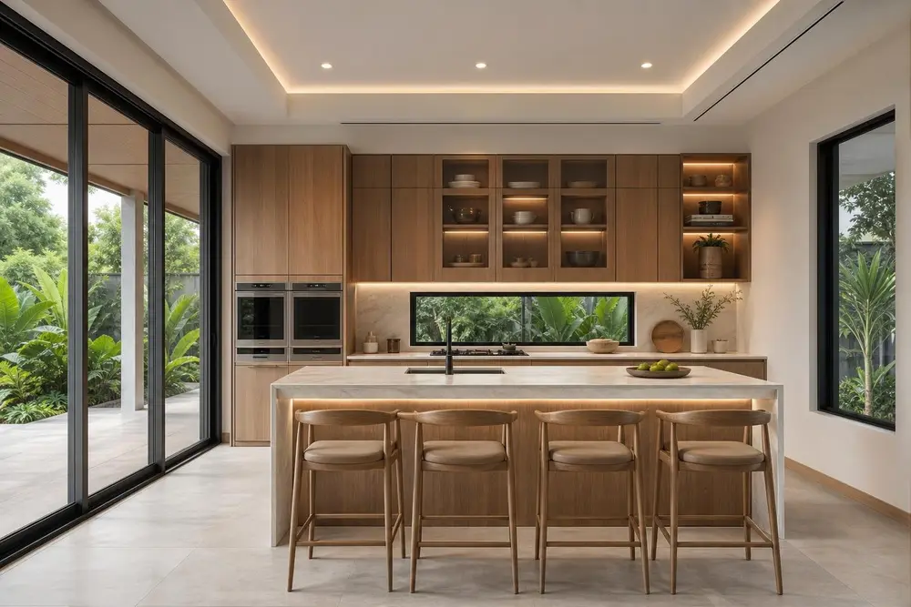 Kitchen design concept — Warm Wood Modern style