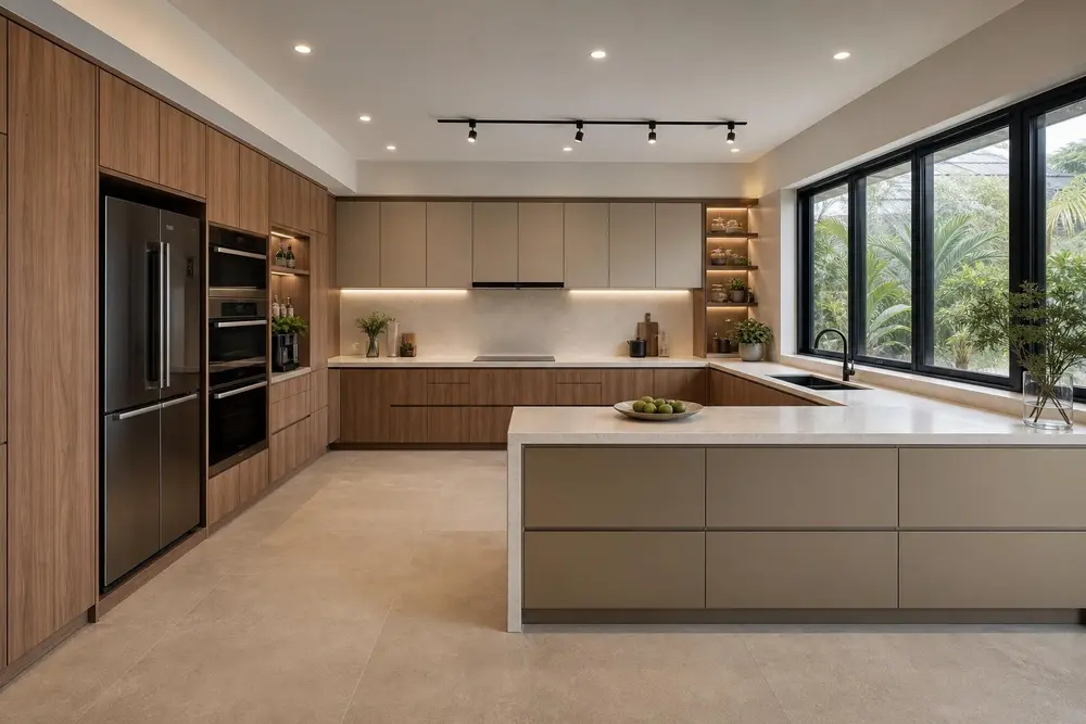 Kitchen design concept — Warm Wood Modern style