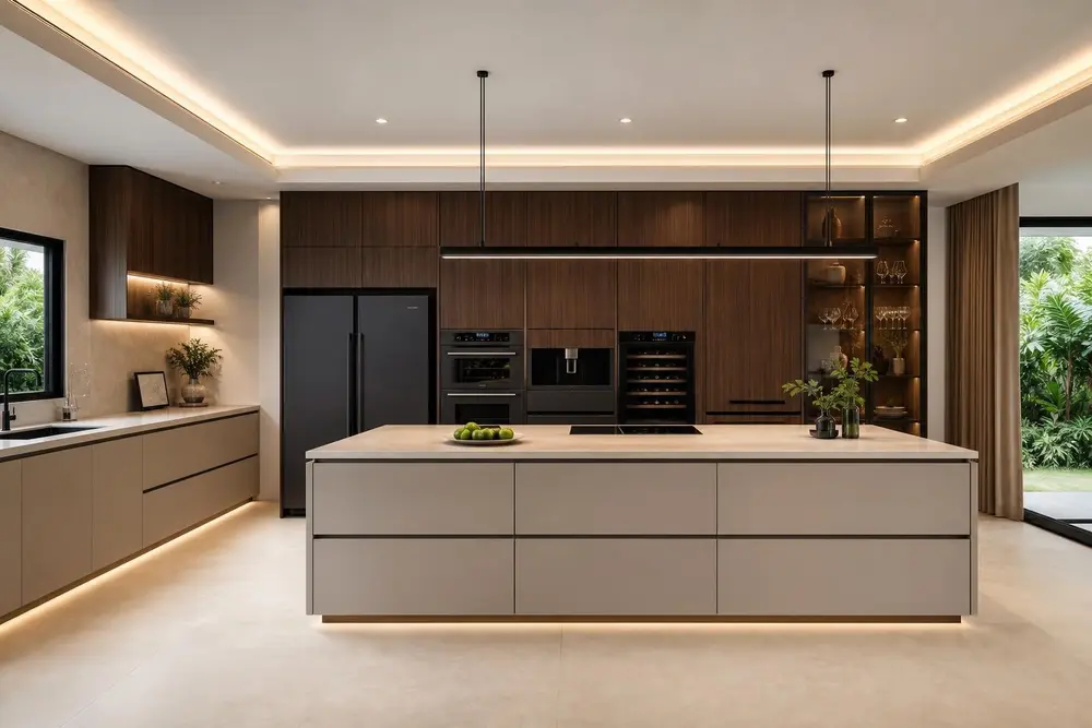 Kitchen design concept — Warm Wood Modern style