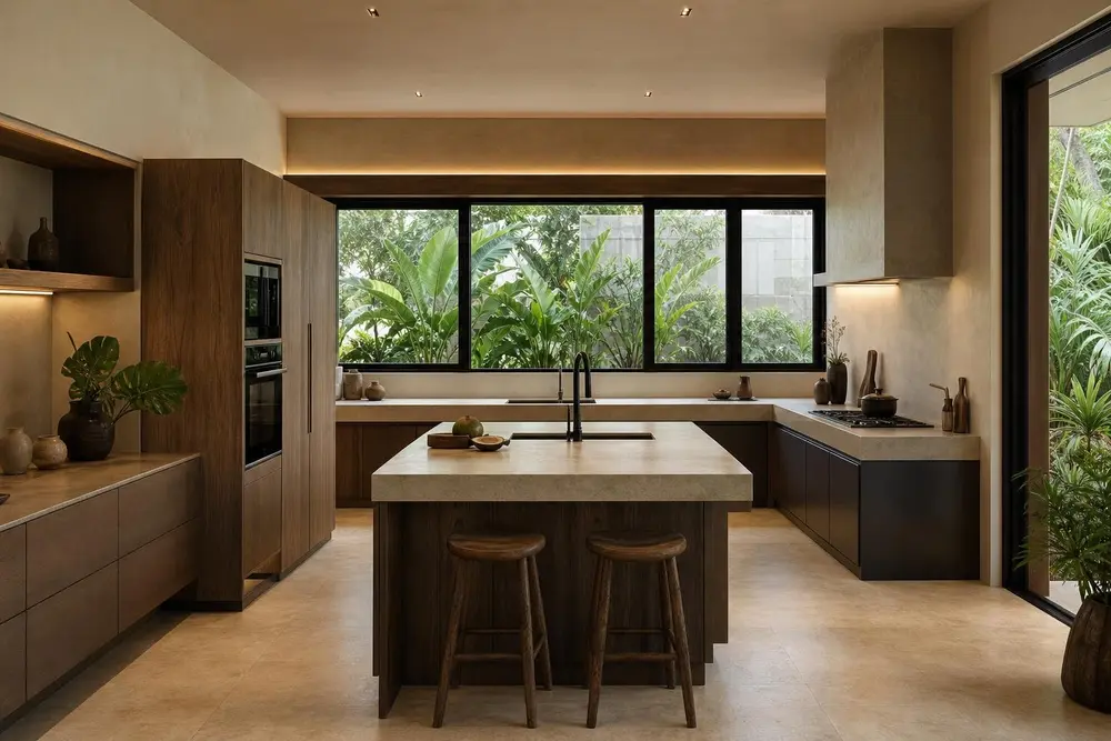 Kitchen design concept — Warm Wood Modern style