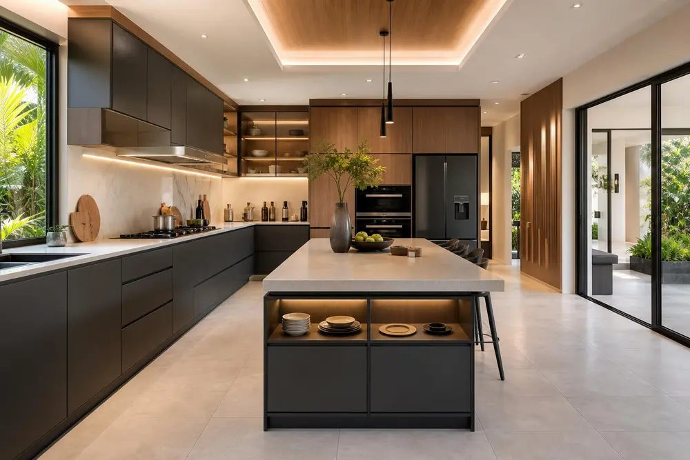 Kitchen design concept — Warm Wood Modern style