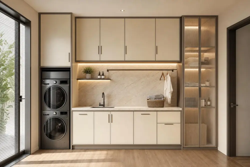 Laundry cabinets design concept — Cream Luxury style