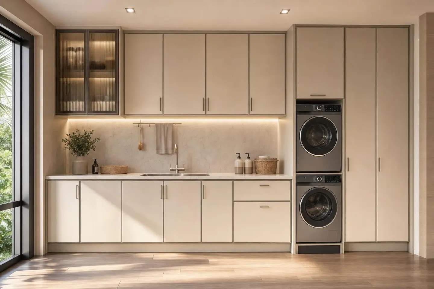 Laundry cabinets design concept — Cream Luxury style