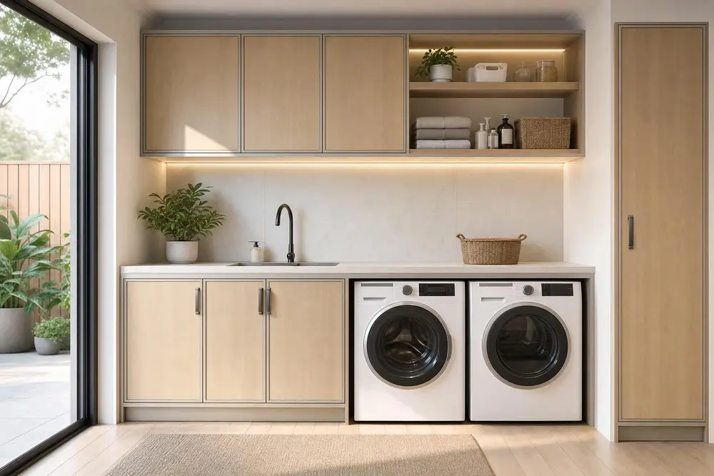 Laundry cabinets design concept — Scandinavian style