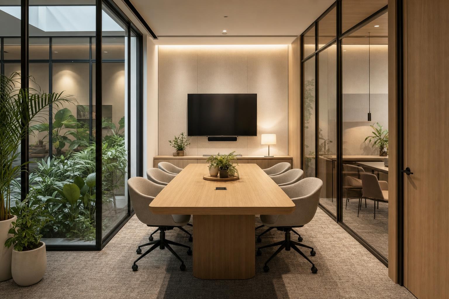executive boardroom / meeting room — white oak / warm scheme