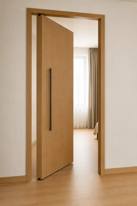 Interior door operation — Offset pivot