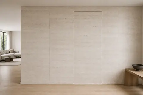Hidden flush-door finish — Sintered stone