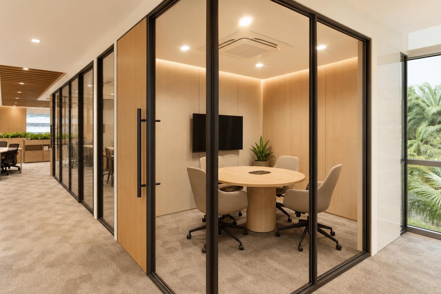glazed discussion pod / meeting booth — concept study