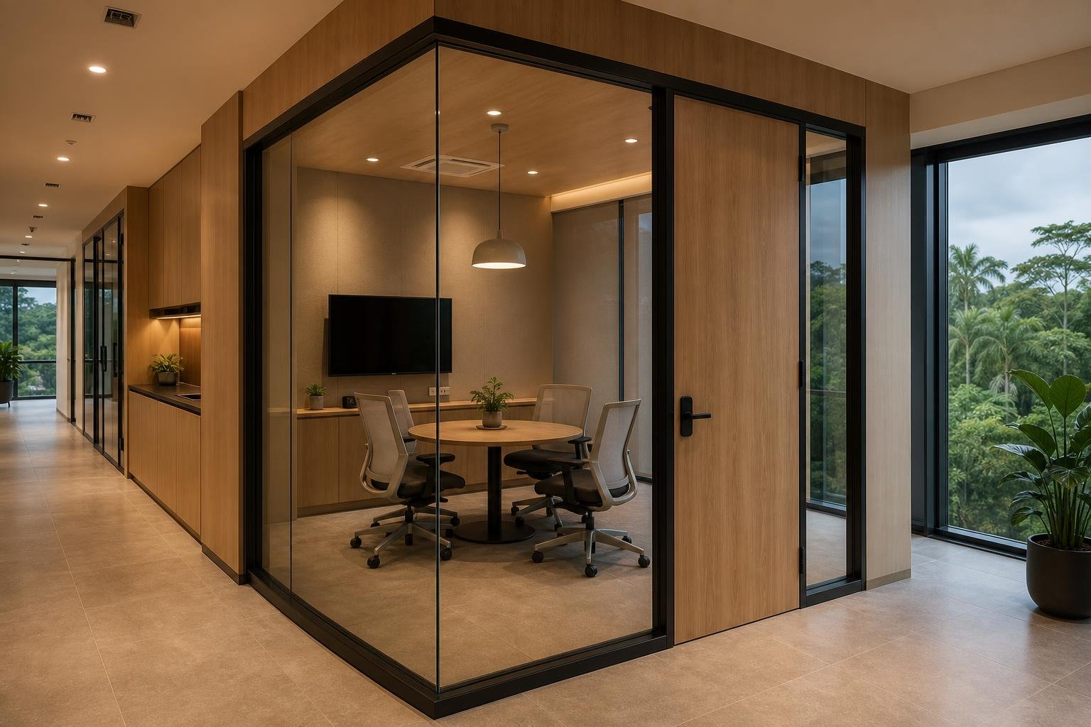 glazed discussion pod / meeting booth