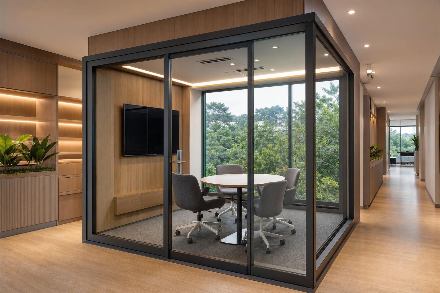 glazed discussion pod / meeting booth — concept study