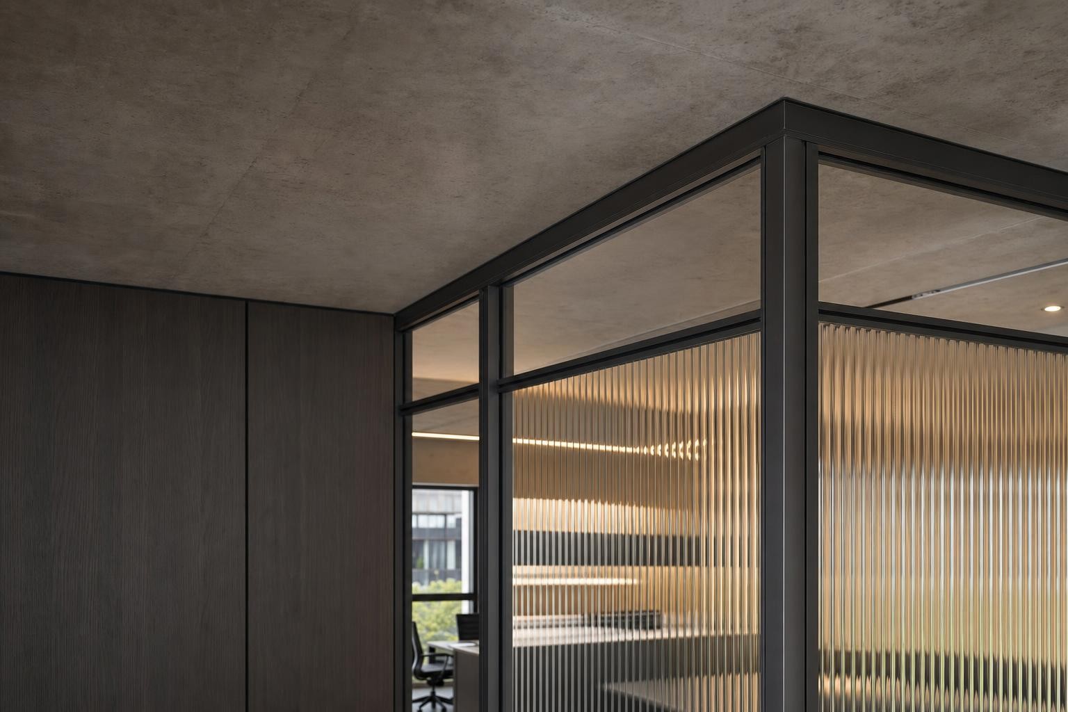 Clear glass partition