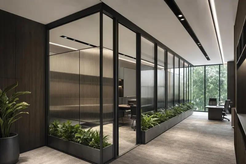 Clear glass partition
