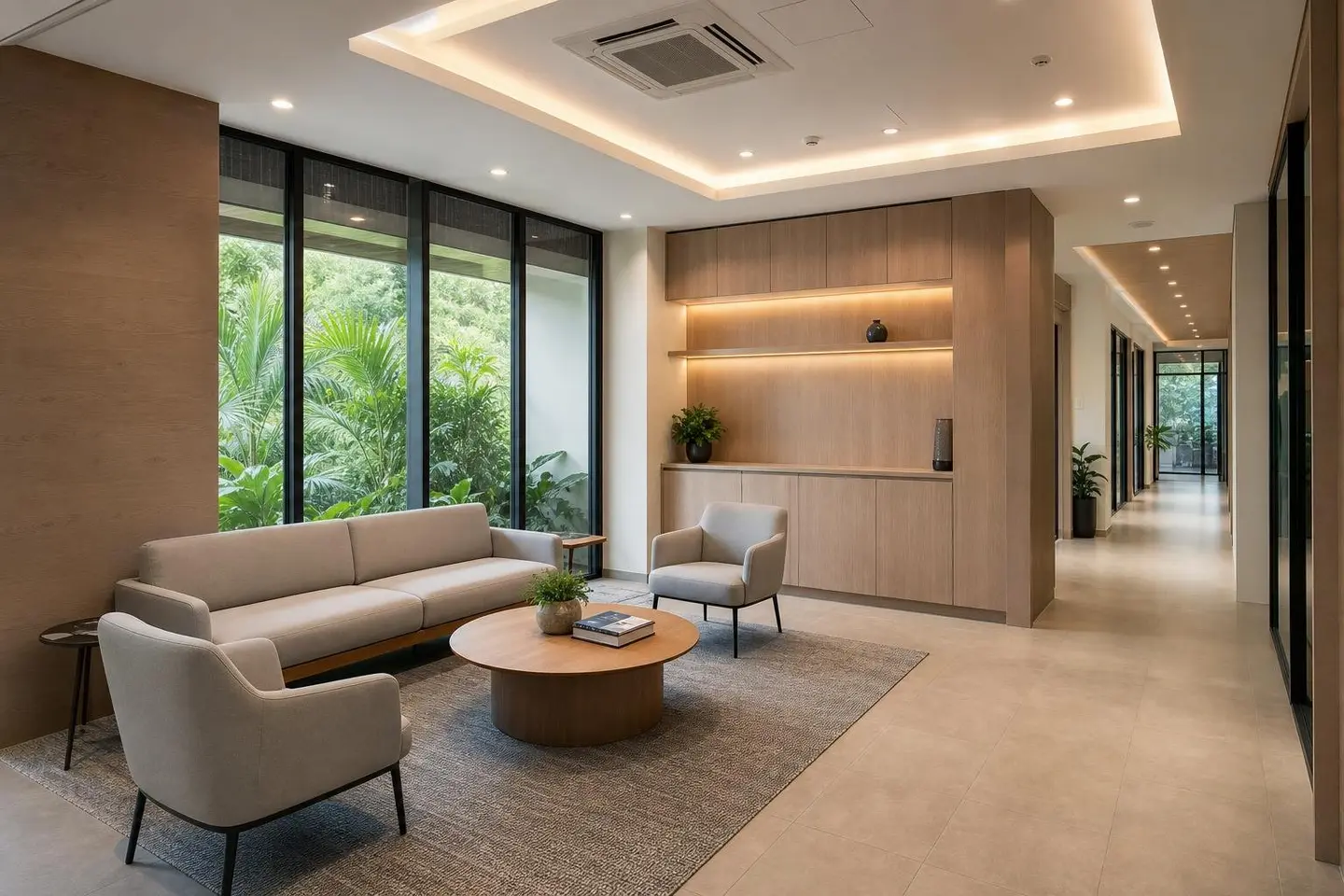Office cabinets design concept — Warm Wood Modern style