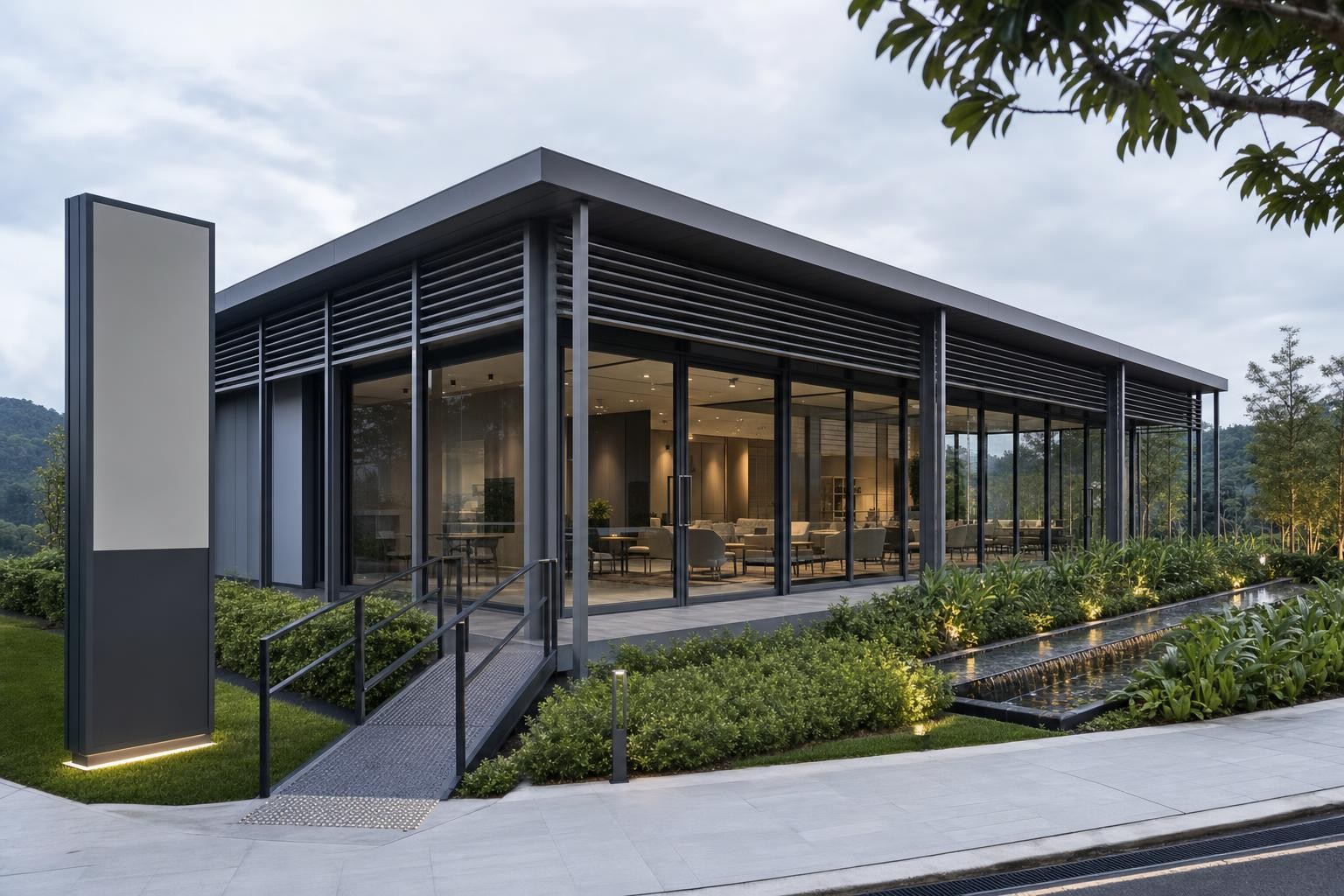 property sales gallery arrival and building exterior