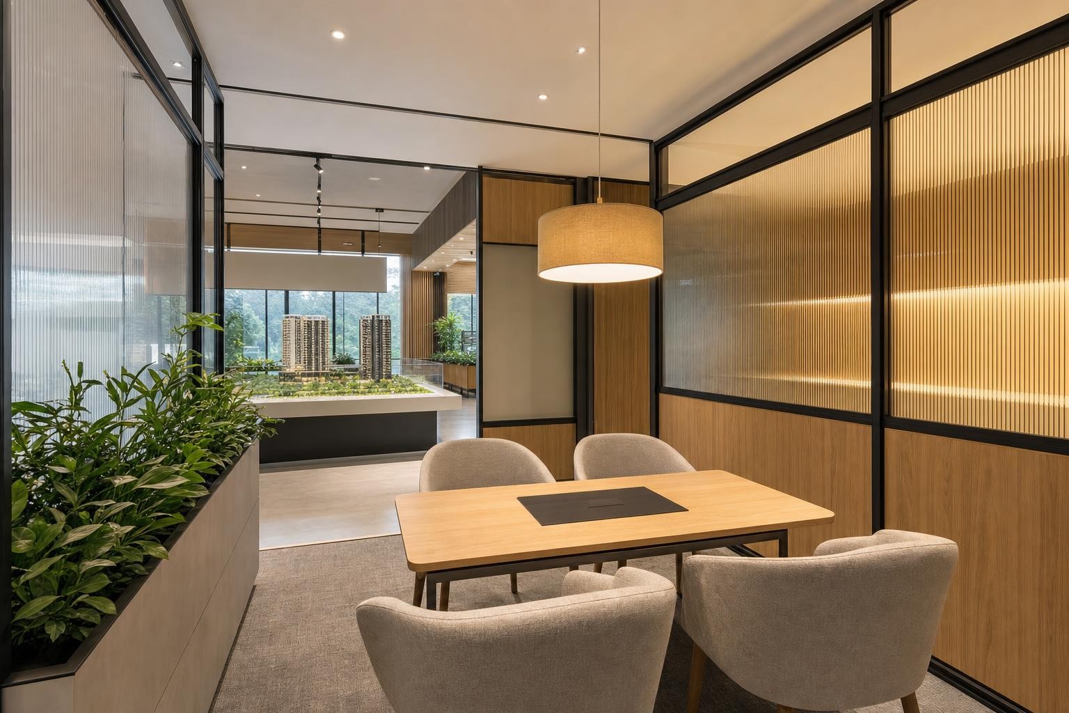 property sales gallery consultation and negotiation booths — concept study