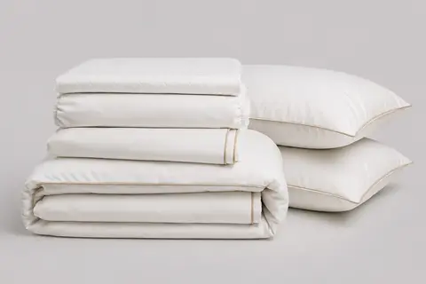 Bedding set — protector · sheets · duvet + cover · pillows — Light