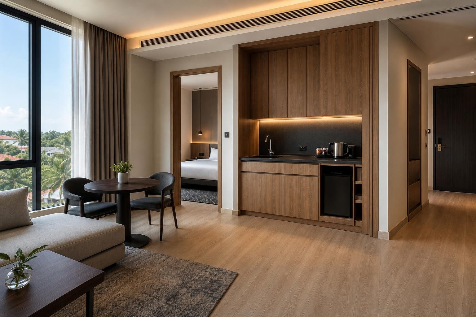 hotel suite living and pantry