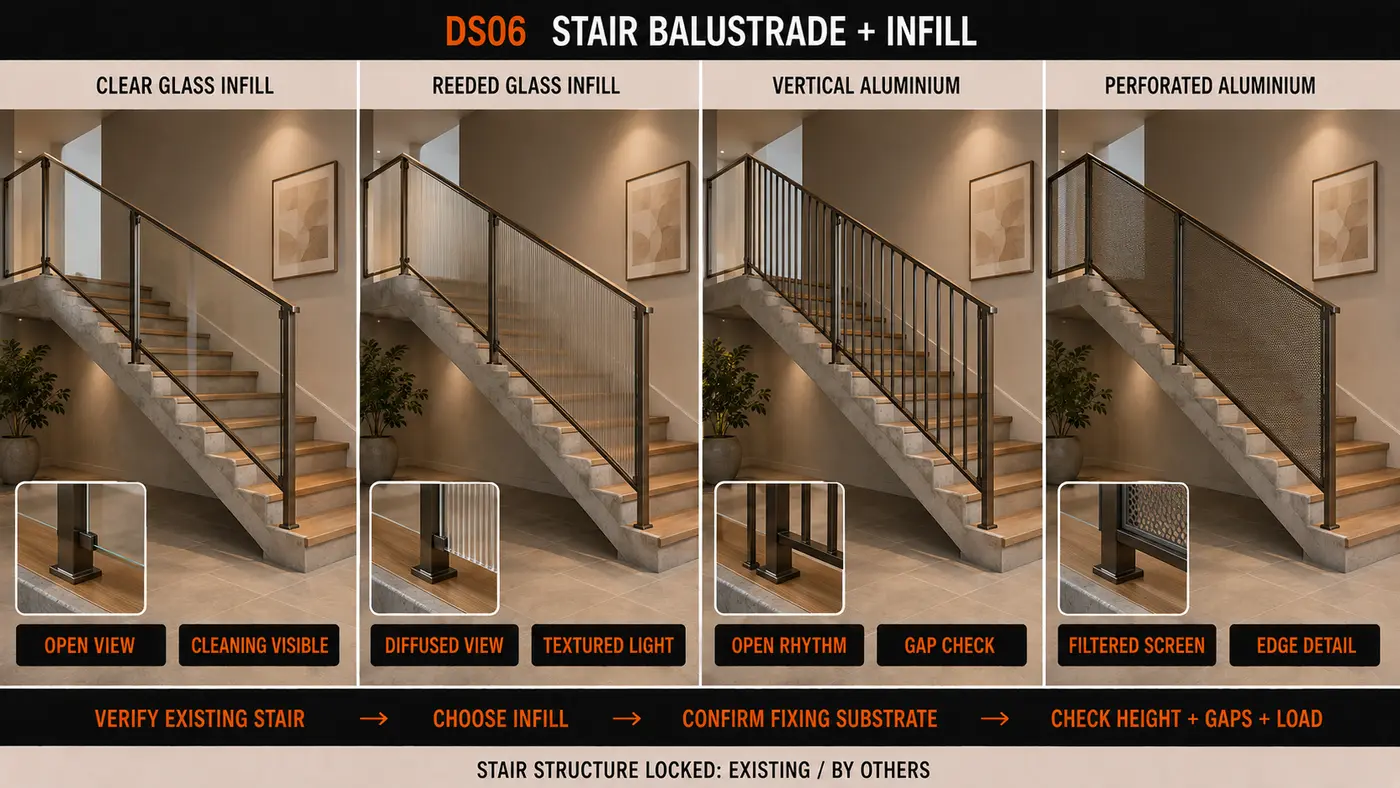 Stair Balustrade Infill — options compared side by side