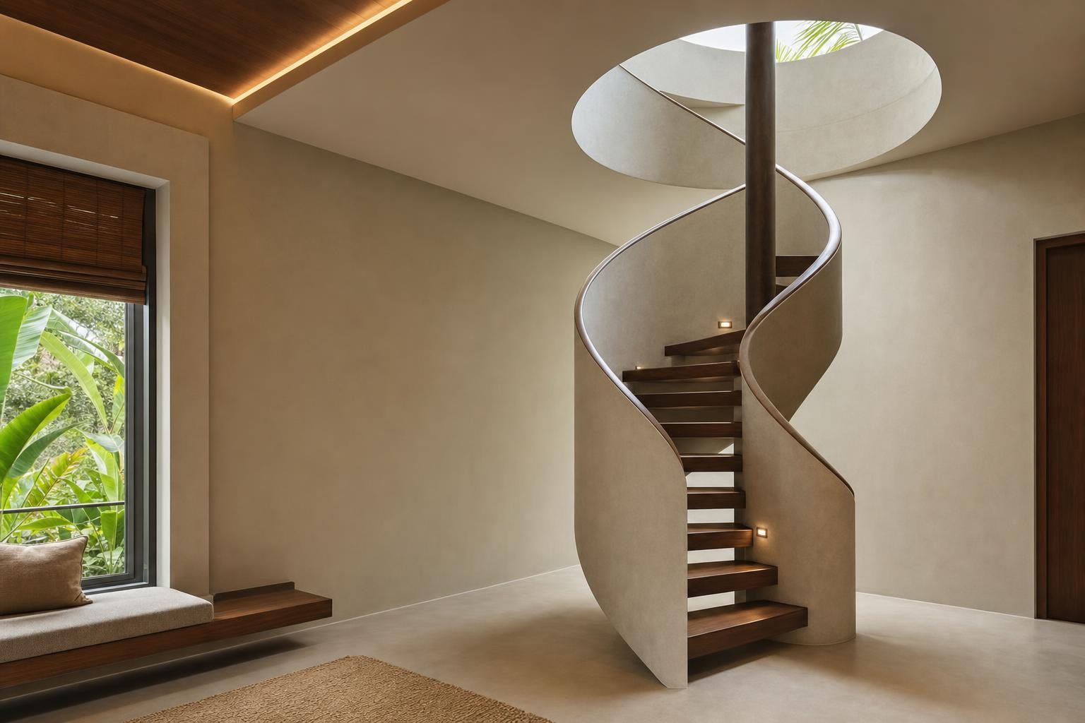 Warm Wood Modern · Staircase · sculptural helical spiral stair
