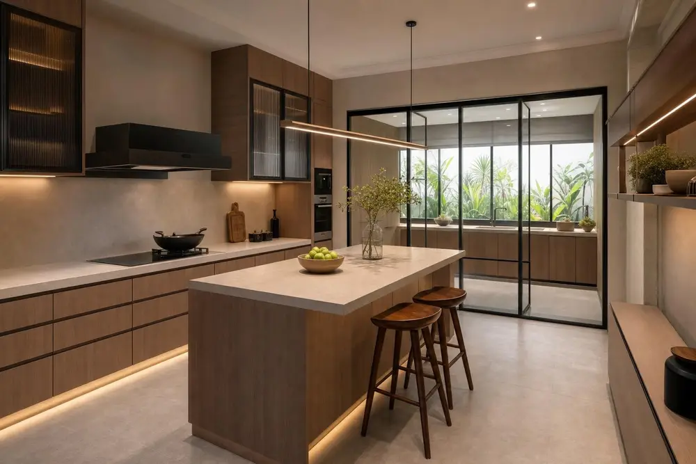 Kitchen design concept — Warm Wood Modern style