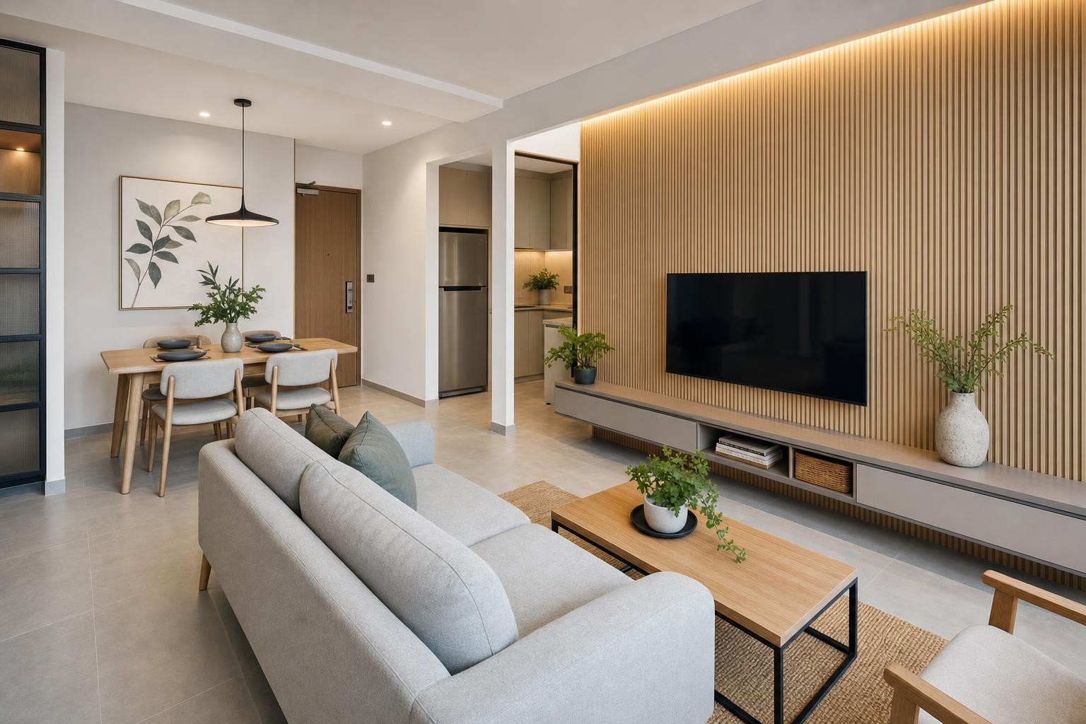 residential show-apartment living and dining room